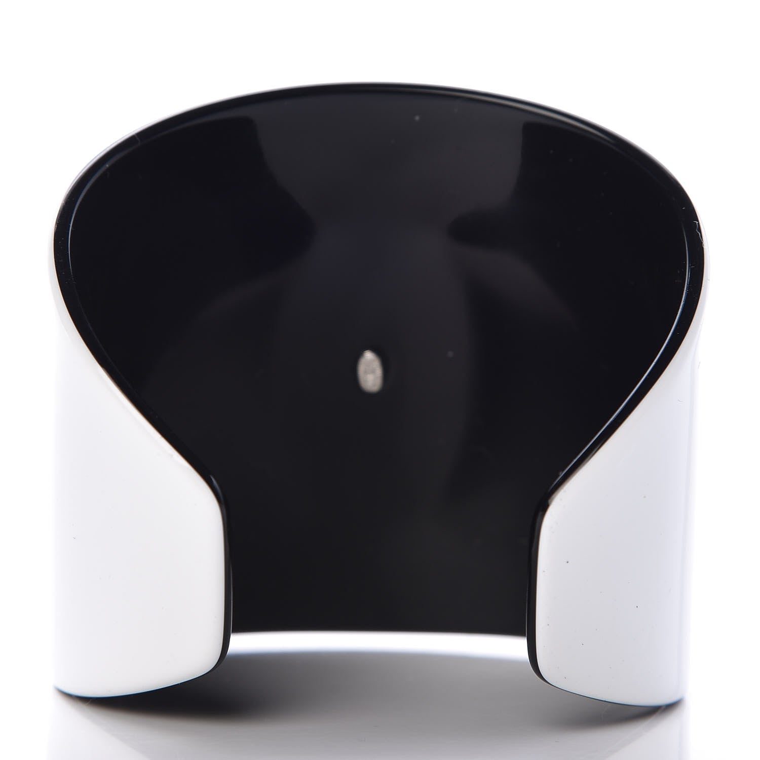 Chanel Resin CC Cuff White Black 3 of 4