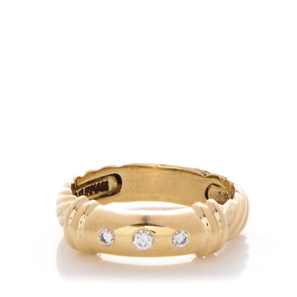 David Yurman 18K Yellow Gold 3 Diamond Metro Cable Ring 51.5 6 1 of 4