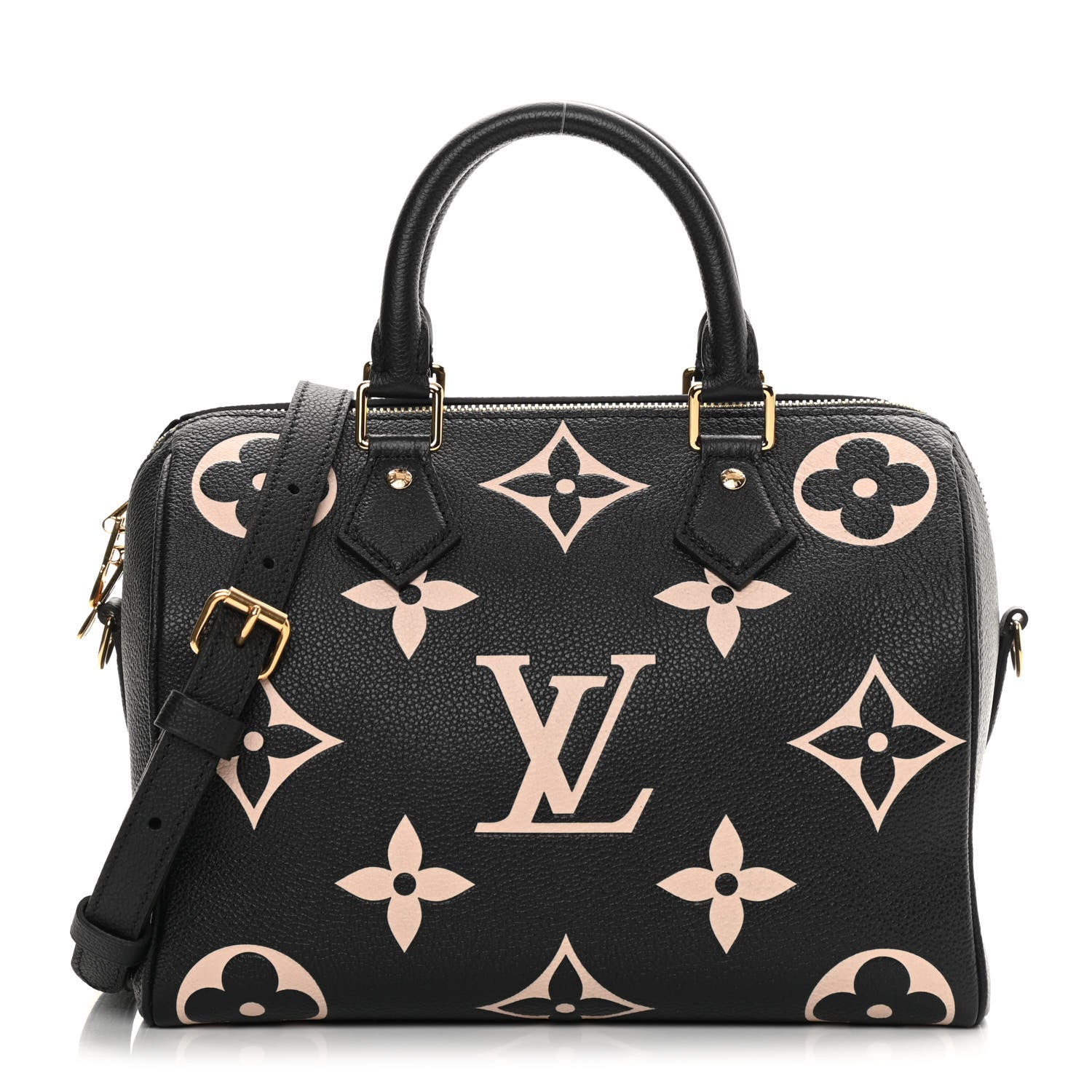 Louis Vuitton Empreinte Monogram Giant Speedy Bandouliere 25 Black Beige 1 of 9