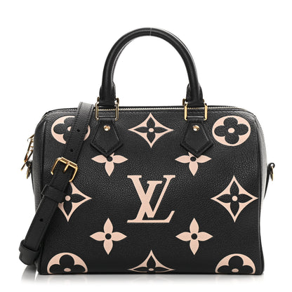 Louis Vuitton Empreinte Monogram Giant Speedy Bandouliere 25 Black Beige 1 of 9
