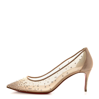 Christian Louboutin Suede Lame Crystal Strass Follies 85 Pumps 39.5 Light Silk 1 of 9