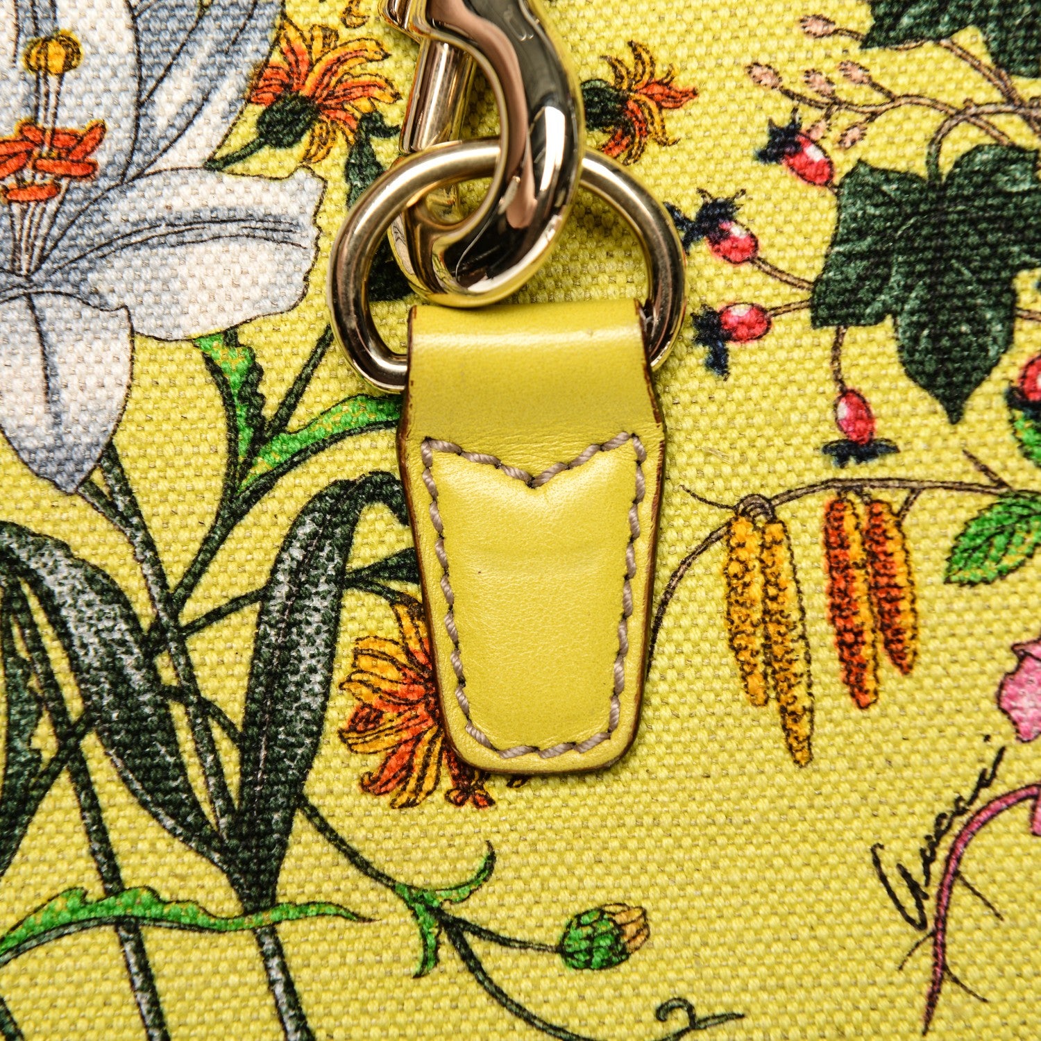 Gucci Canvas Floral Flora Jackie O Bouvier Hobo Yellow 8 of 8