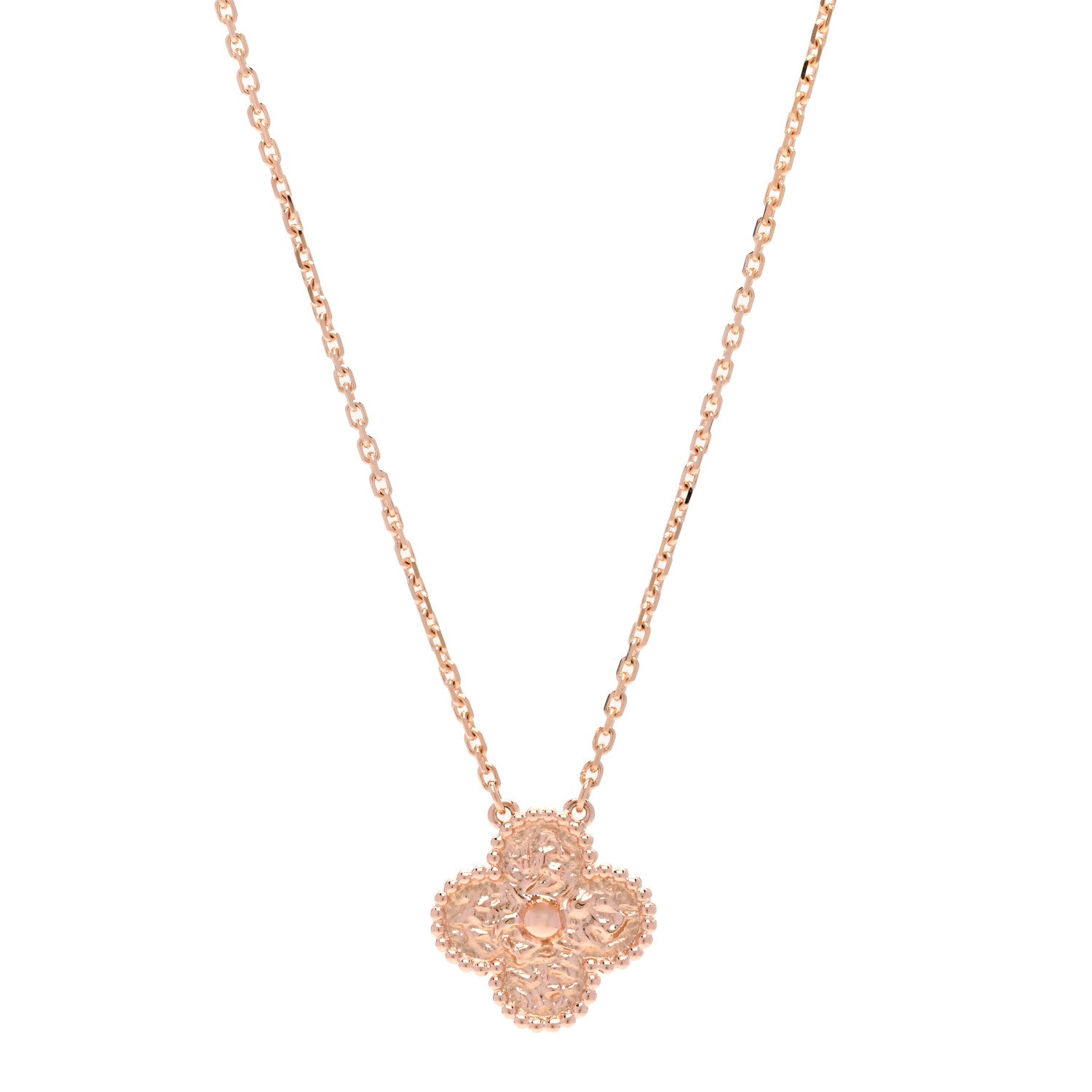 Van Cleef & Arpels 18K Rose Gold Vintage Alhambra Pendant Necklace 1 of 6