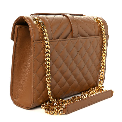 Saint Laurent Grain De Poudre Textured Mixed Matelasse Triquilt Medium Monogram Satchel Dark Natural 3 of 12