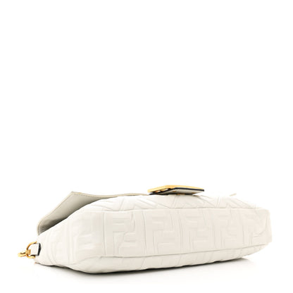 Fendi Nappa FF 1974 Embossed Large Baguette White 4 of 11