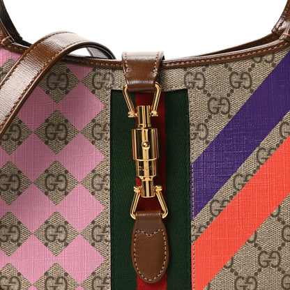 Gucci GG Supreme Monogram Azalea Calfskin Print Web Small Jackie 1961 Hobo Multicolor 8 of 10