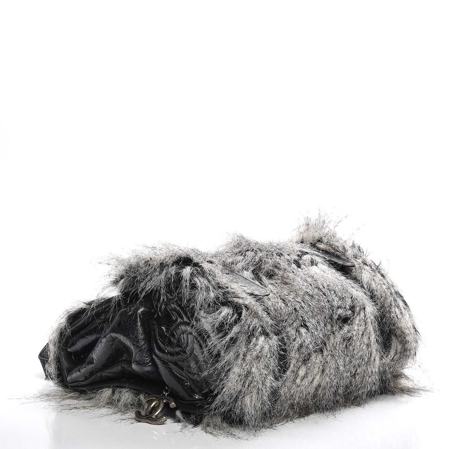 Iridescent Calfskin Fantasy Fur Backpack Grey