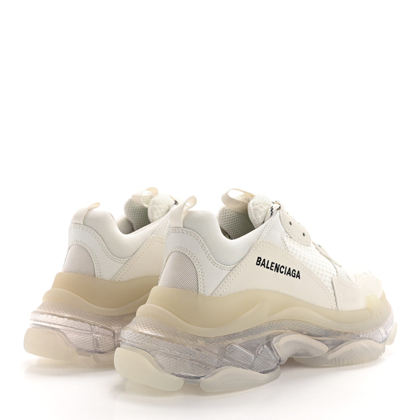 Fabric Mesh Clear Sole Womens Triple S Sneakers 40 White