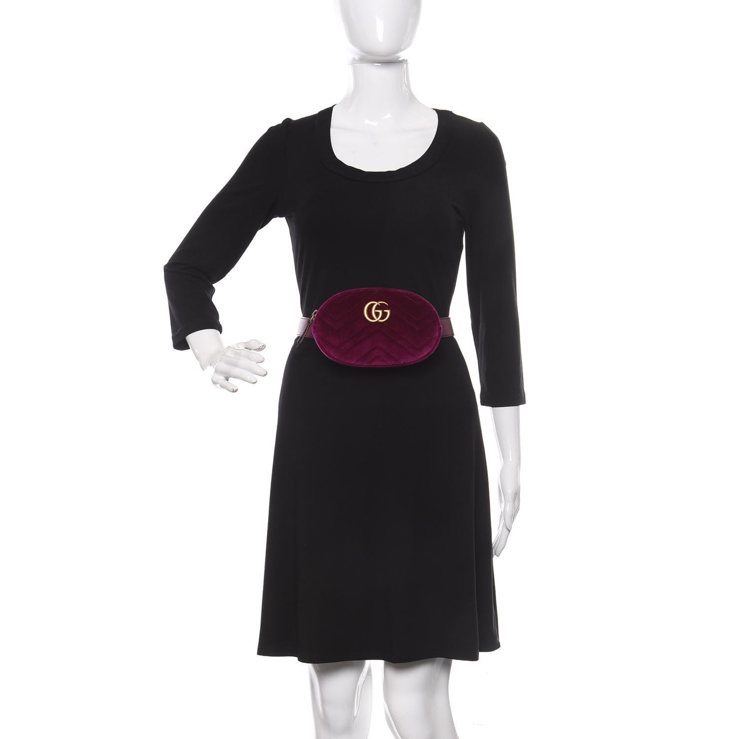 Velvet Matelasse GG Marmont Belt Bag 85 34 Fuchsia Violet Cyclamen