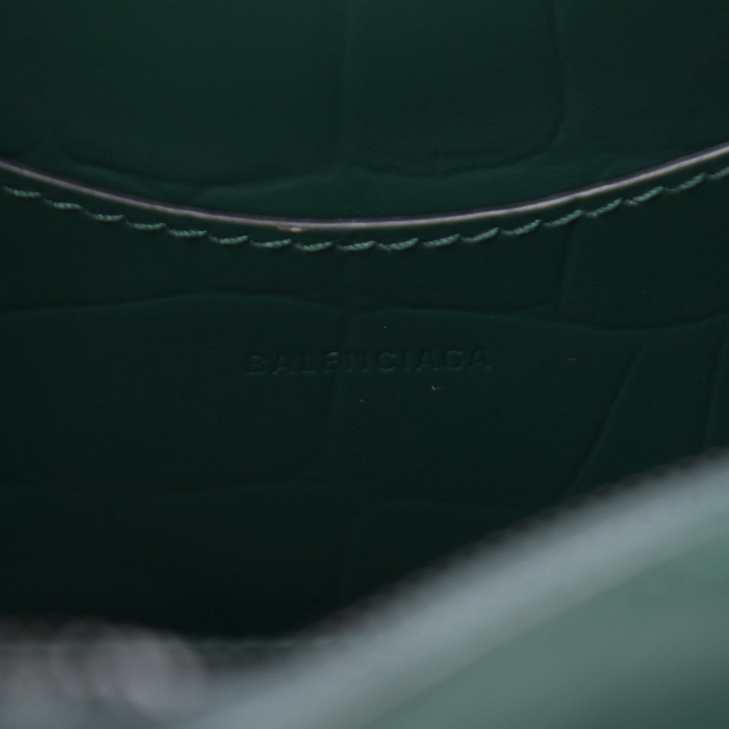 Semi Shiny Calfskin Crocodile Embossed Neo Classic Black Hardware Mini City Forest Green