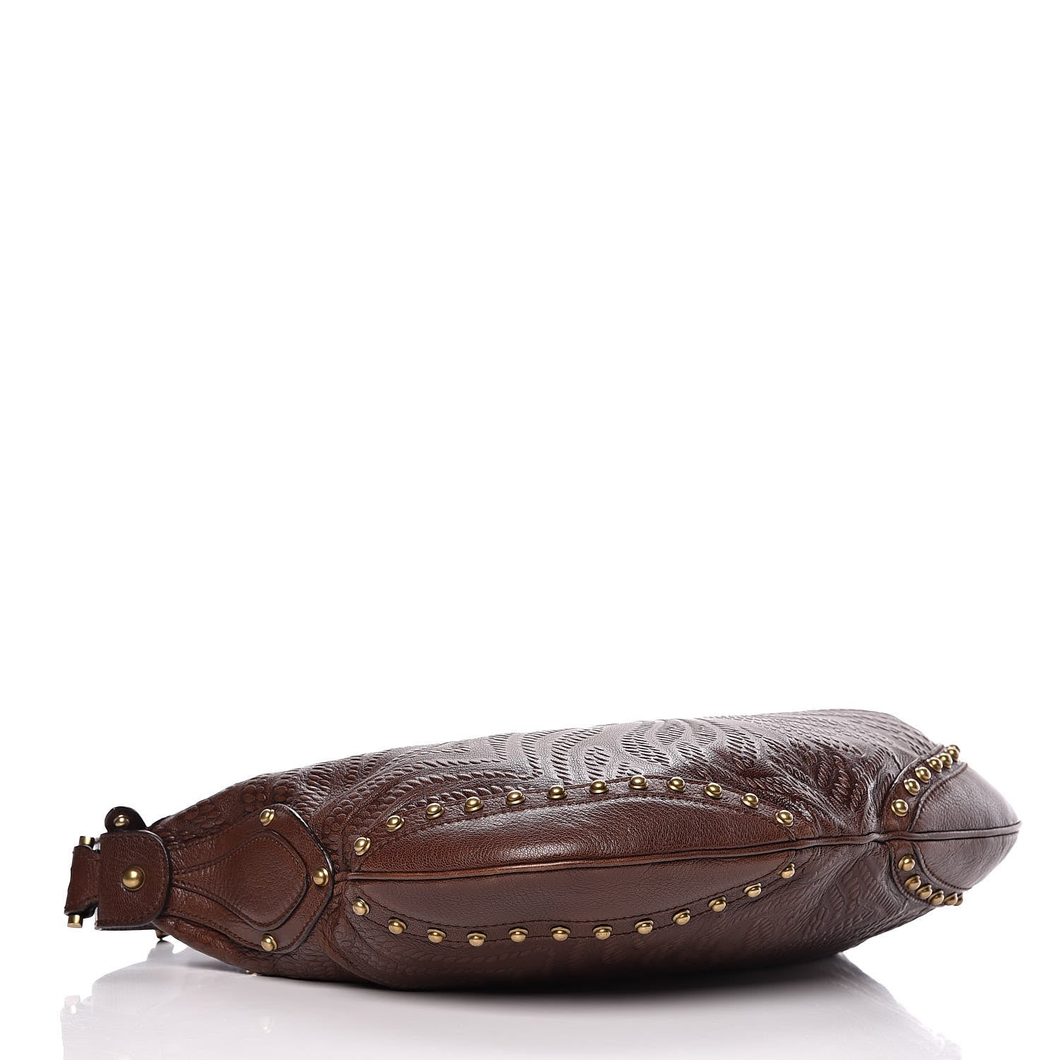 Gucci Calfskin Embossed Studded Pelham Messenger Bag Dark Brown 4 of 9