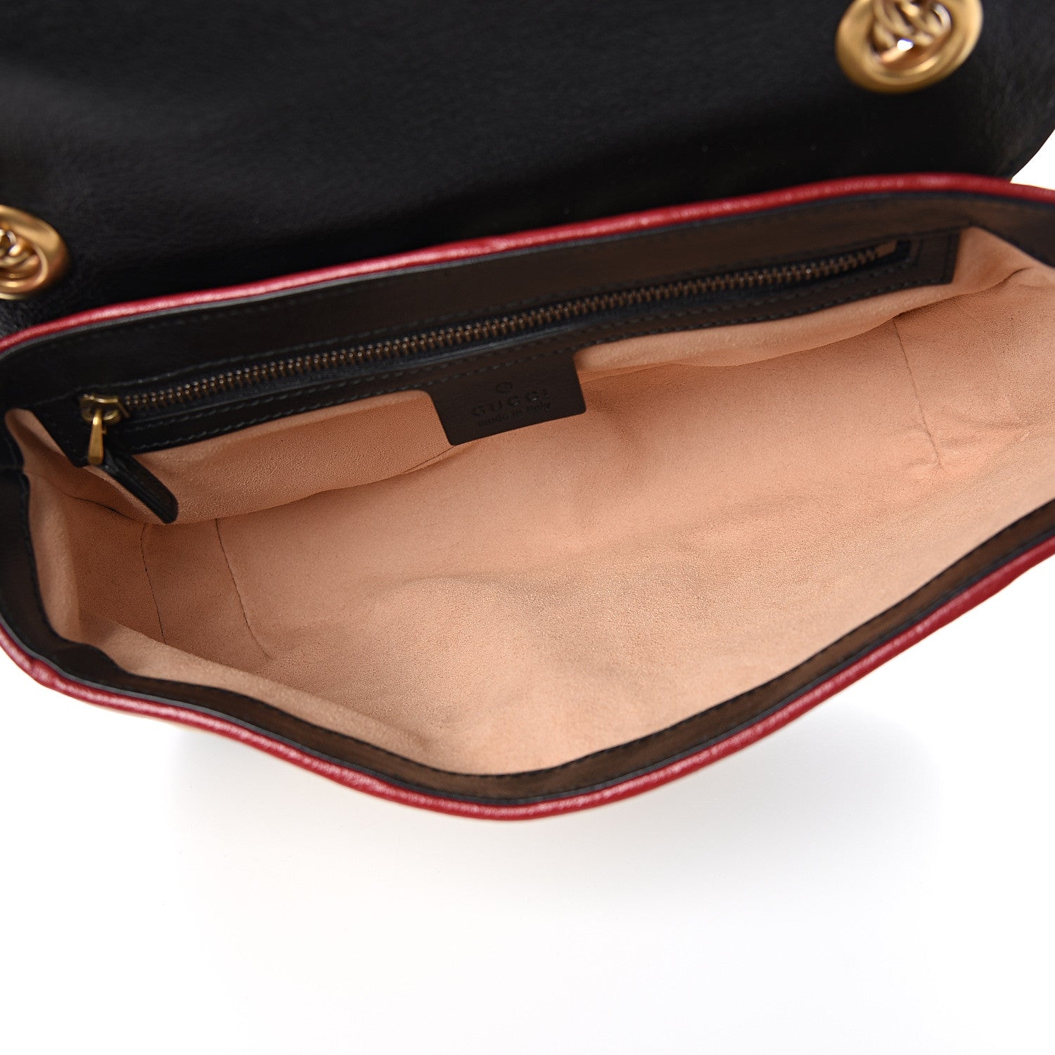 Gucci Vintage Effect Calfskin Matelasse Diagonal Striped Small Torchon GG Marmont Shoulder Bag Black Beige 4 of 9