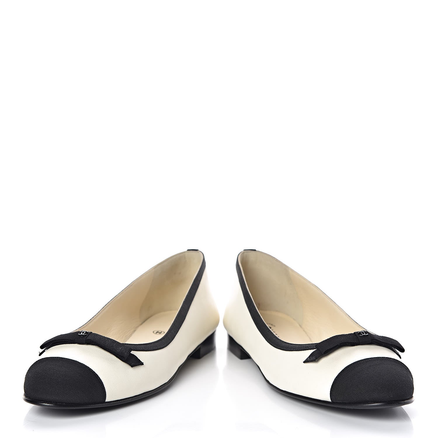 Chanel Lambskin Grosgrain Bow Cap Ballet Flats 38.5 White 7 of 10