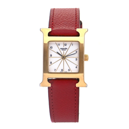 Hermes Stainless Steel Epsom 21mm Heure H Hour Quartz Watch Rouge 1 of 7