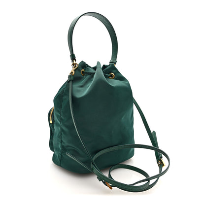 Prada Nylon Vela Saffiano Mini Bucket Crossbody Bag Oleandro 3 of 9