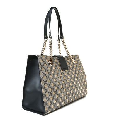 Gucci GG Supreme Monogram Bees Medium Padlock Tote Beige Oro Black 3 of 16