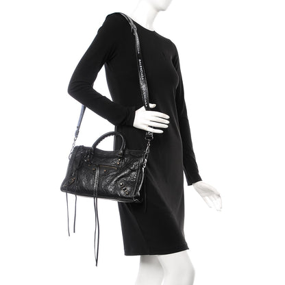 Balenciaga Agneau Classic Hardware S City Logo Strap Black White 2 of 8