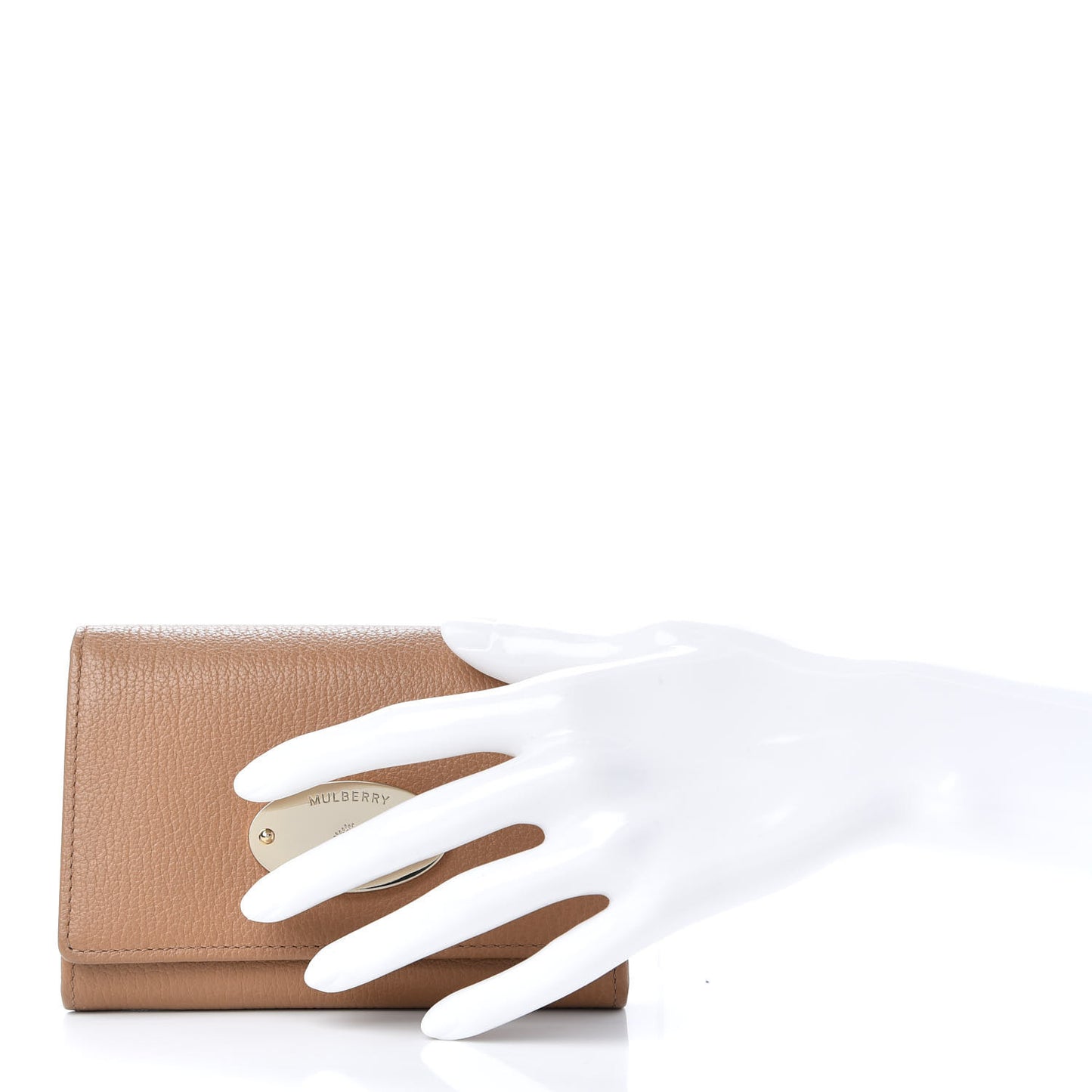 Glossy Goatskin French Purse Wallet Beige