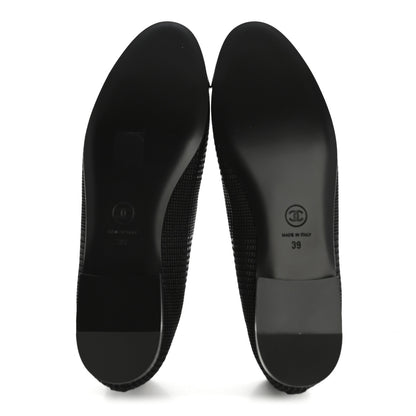 Chanel Suede Kidskin Cap Toe CC Ballerina Flats 39 Black 6 of 10