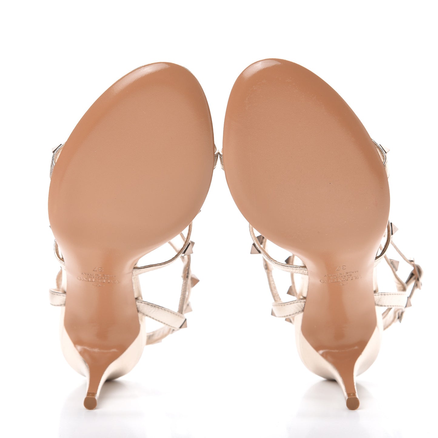 Metallic Nappa Rockstud Gladiator 70mm Sandals 37 Gold