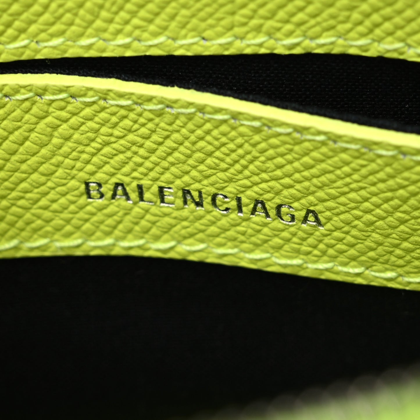 Signature Grained Calfskin Logo XXS Ville Top Handle Bag Acid Green Black