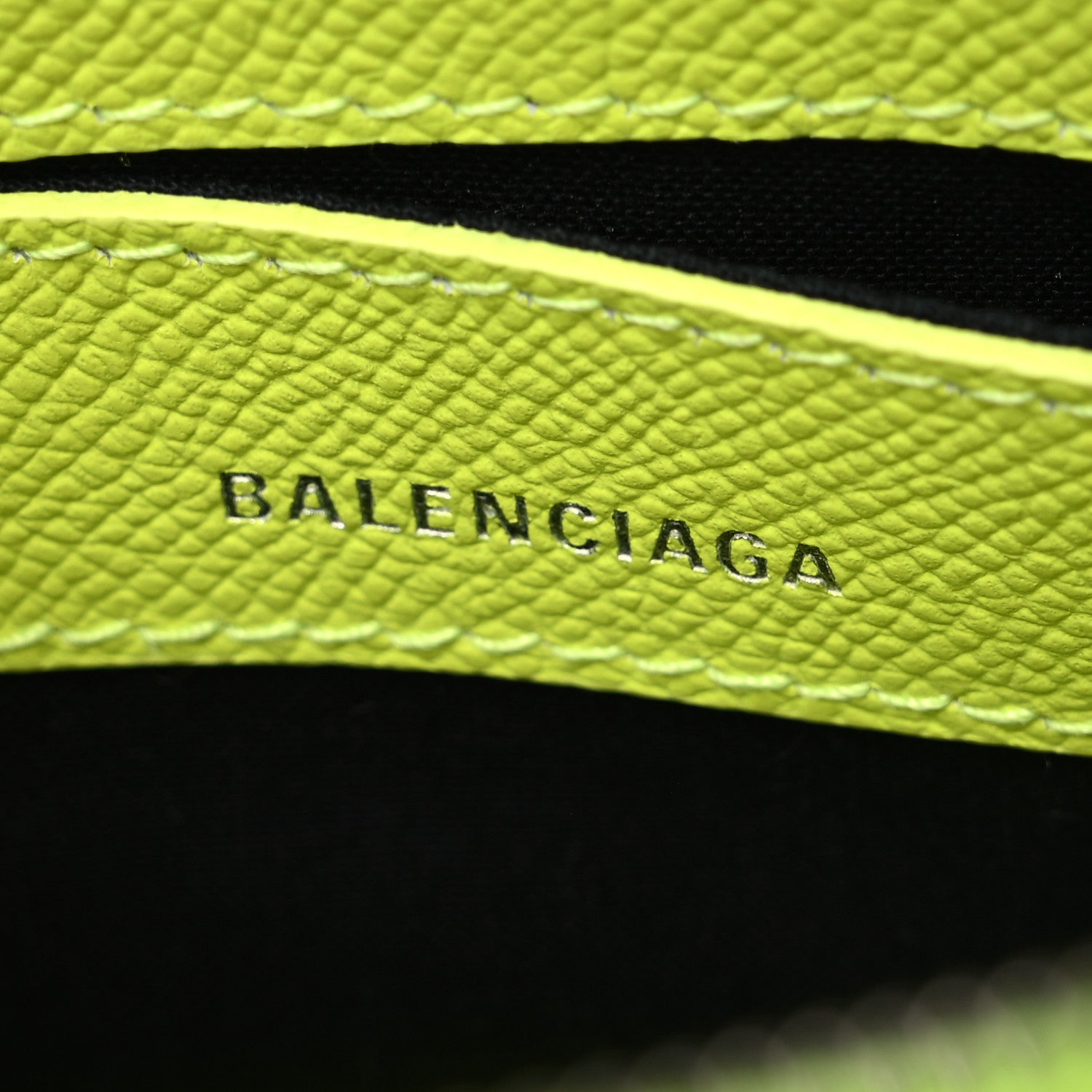 Balenciaga Signature Grained Calfskin Logo XXS Ville Top Handle Bag Acid Green Black 5 of 7