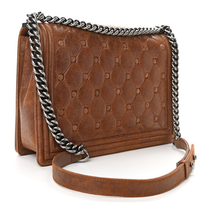 Chanel Nubuck Chesterfield Quilted Large Celtic Boy Flap Brown 3 of 11
