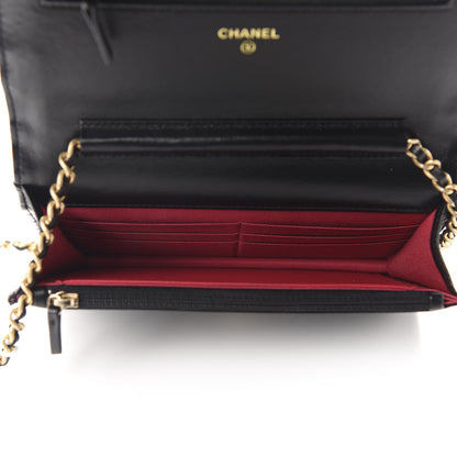 Chanel Lambskin Quilted Running Chain Wallet On Chain WOC Black 5 of 13