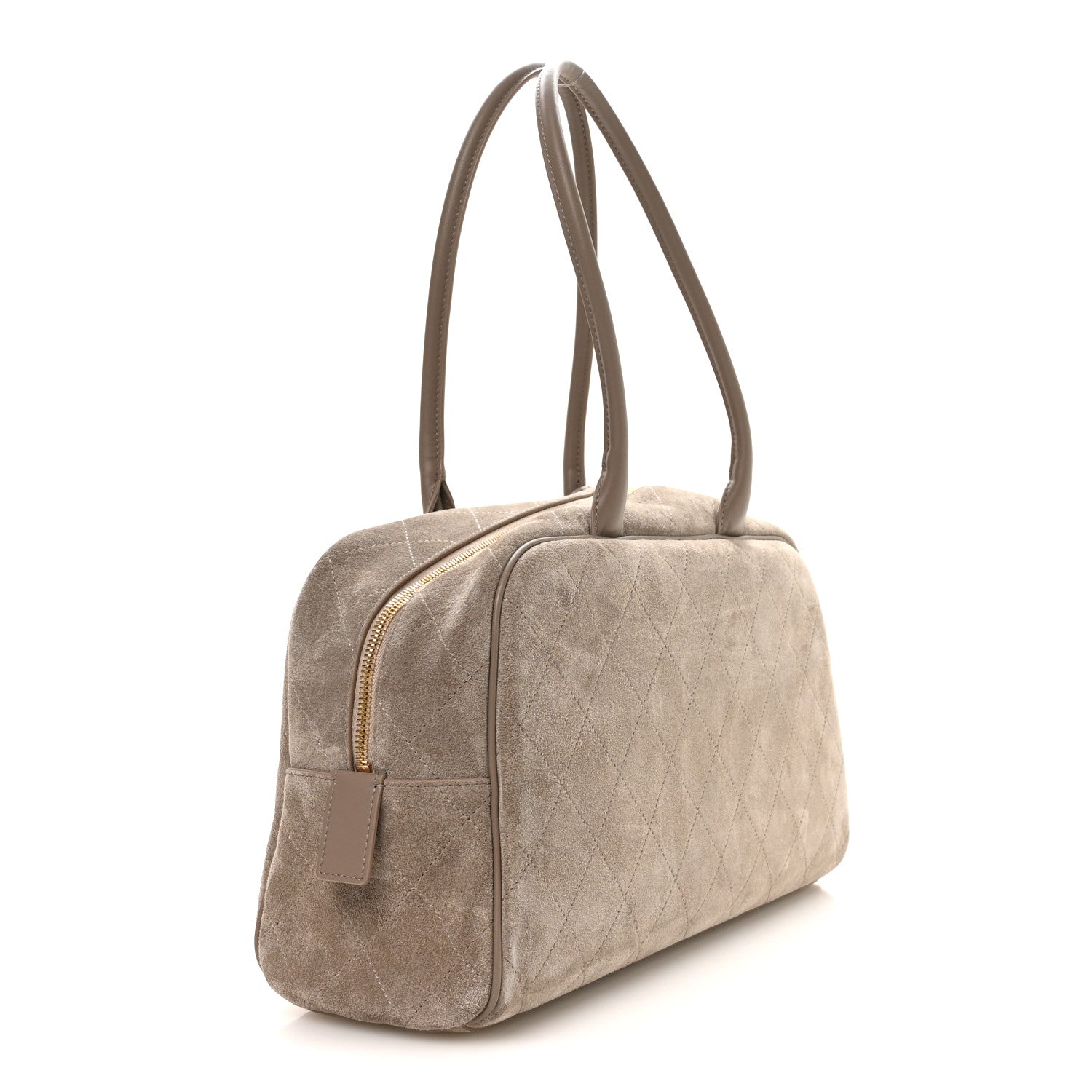Chanel Suede Calfskin Large Perfect Bowling Bag Dark Beige 3 of 11
