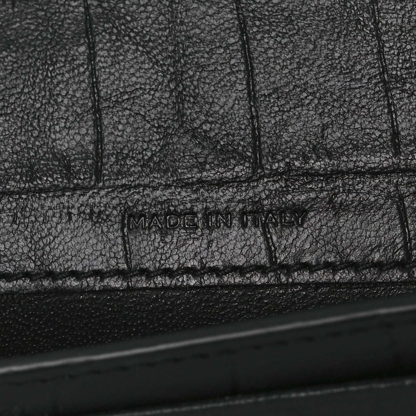 Calfskin Crocodile Embossed Monogram Monochrome Business Card Holder Black