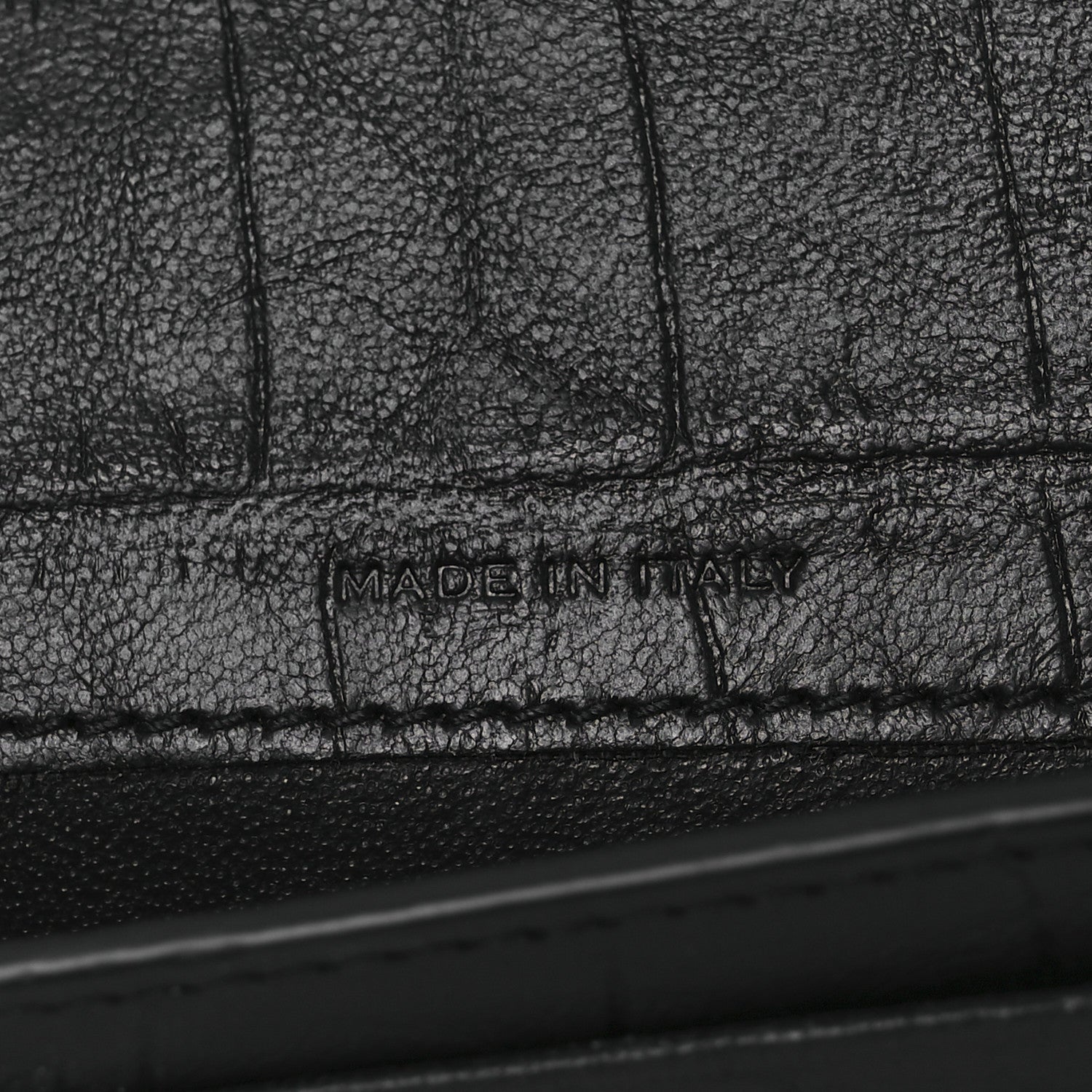 Saint Laurent Calfskin Crocodile Embossed Monogram Monochrome Business Card Holder Black 7 of 9