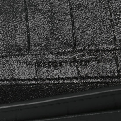Saint Laurent Calfskin Crocodile Embossed Monogram Monochrome Business Card Holder Black 7 of 9