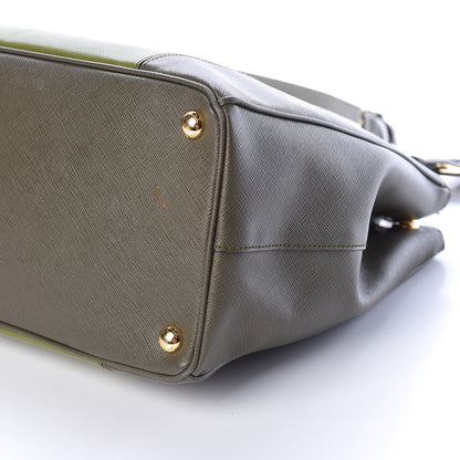 Prada Saffiano Lux Colorblock Medium Galleria Double Zip Tote Edera Militare 9 of 10