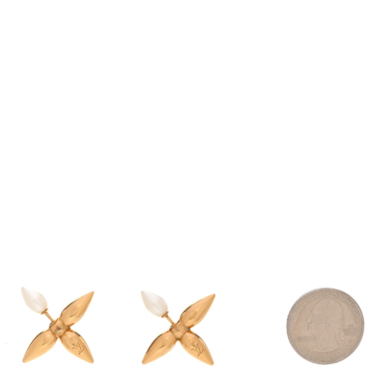 Louis Vuitton Pearl Louisette By Night Earrings Gold 2 of 6