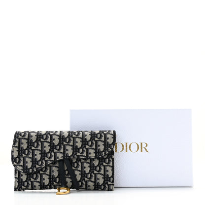 Christian Dior Oblique Saddle Chain Long Wallet Blue 10 of 10