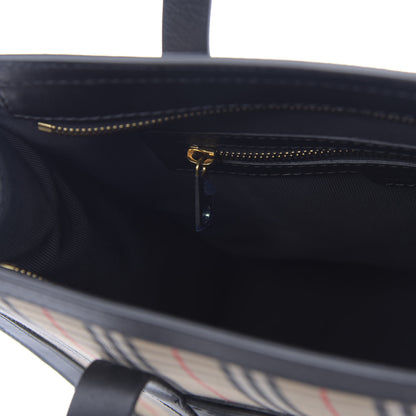 Burberry Calfskin 1983 Knight Check Link Medium Zip Tote Black 9 of 10