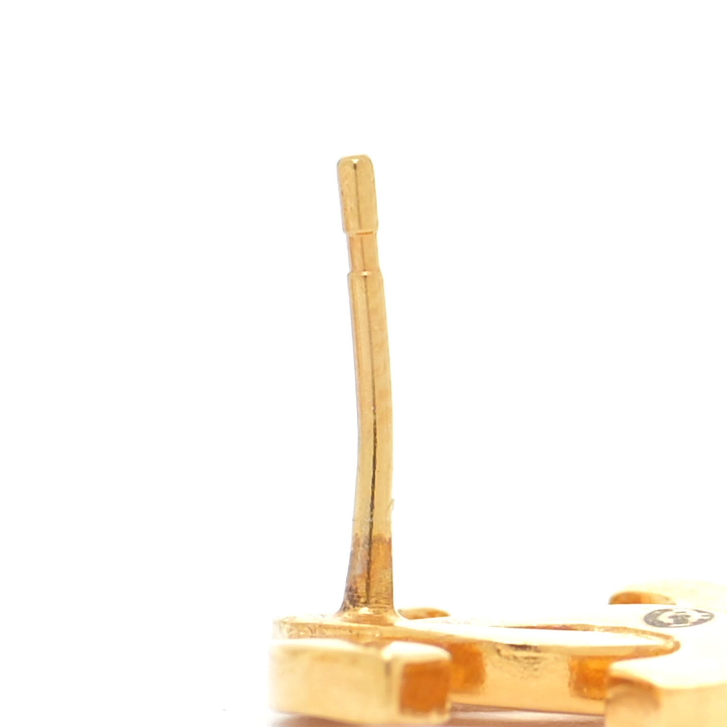 Metal CC Paris Button Stud Earrings Gold
