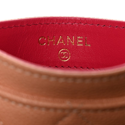 Chanel Caviar Metal Perforated Quilted CC Card Holder Beige 6 of 9