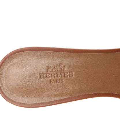 Hermes Calfskin Oasis Sandals 37 Gold 7 of 9