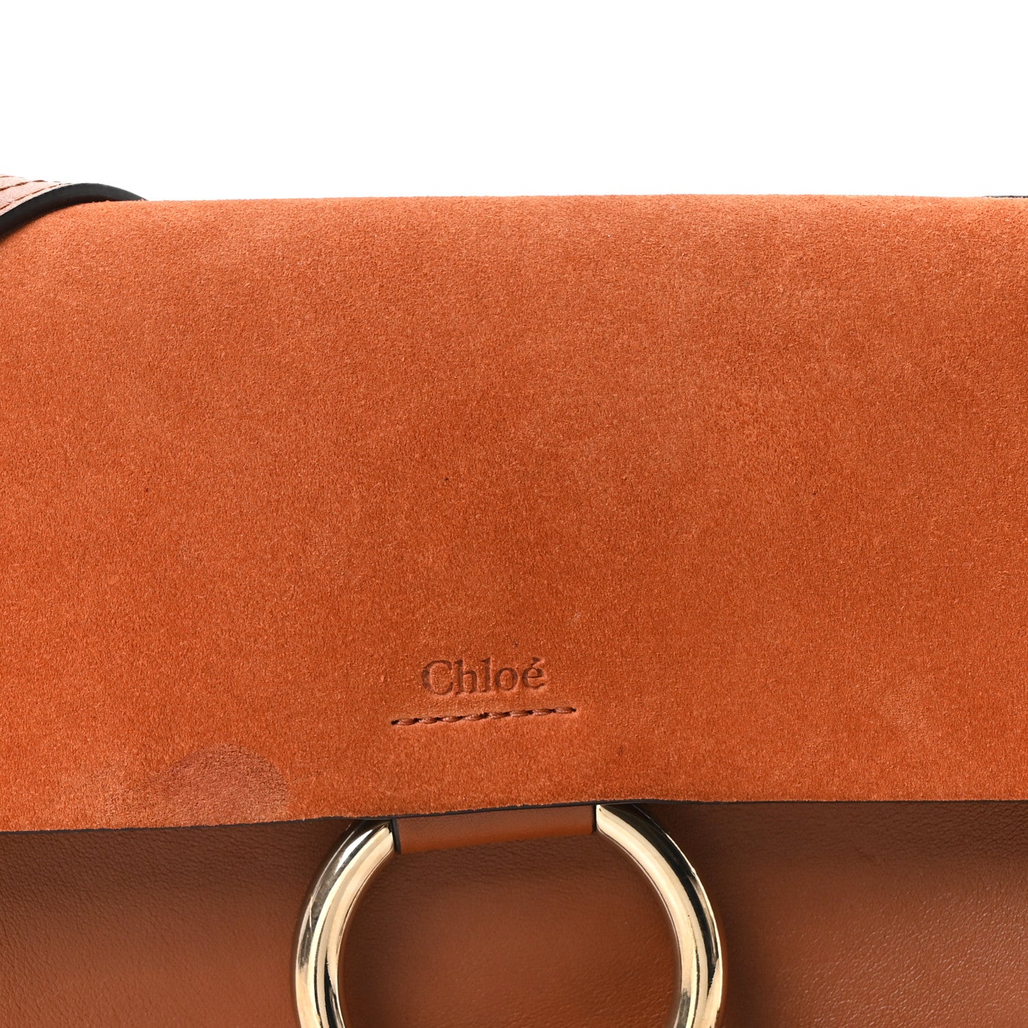 Chloe Suede Calfskin Small Faye Shoulder Bag Tobacco 8 of 10