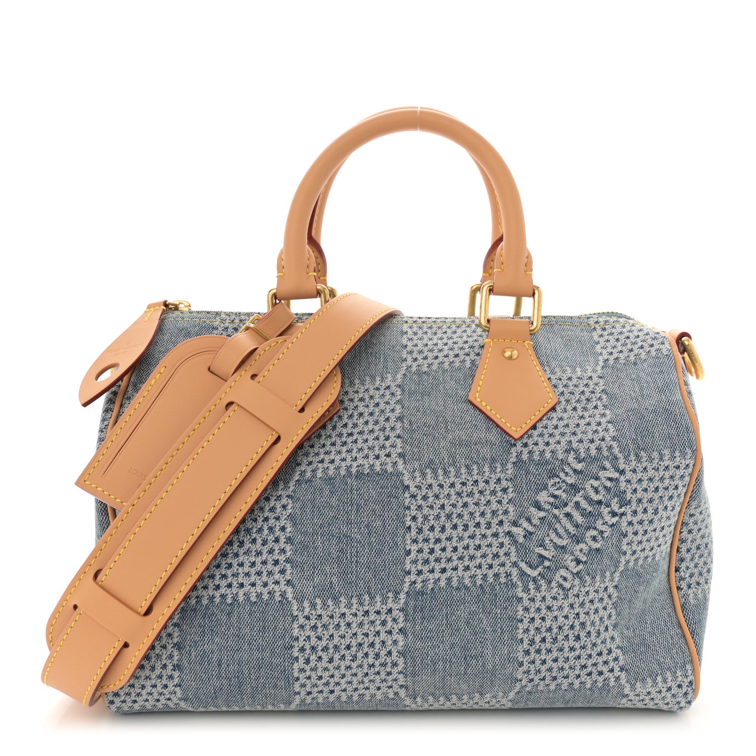 Louis Vuitton Damier Denim 3D Speedy Bandouliere 25 Bleu 1 of 9