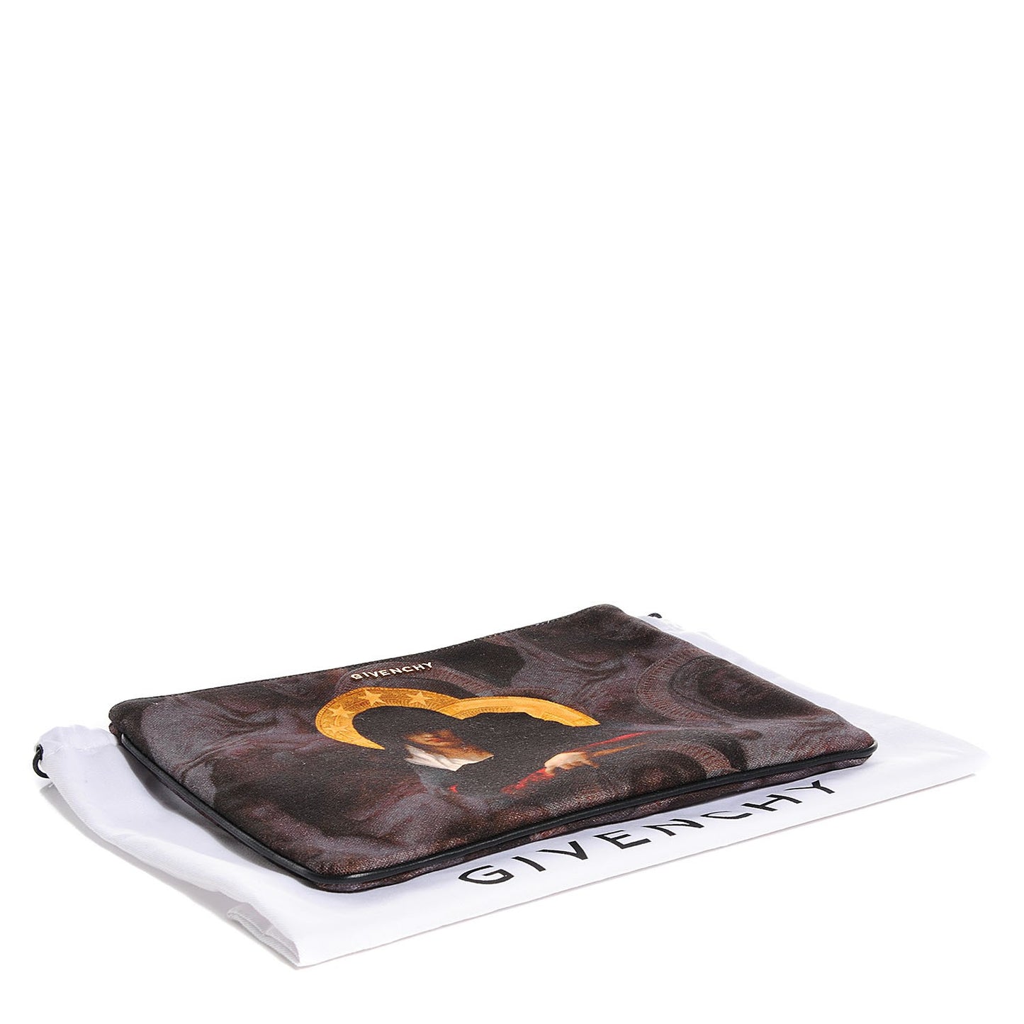 Canvas Madonna Print Clutch Black