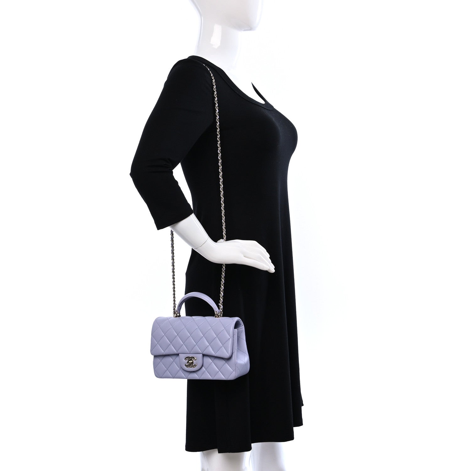 Chanel Lambskin Quilted Mini Top Handle Rectangular Flap Light Purple 2 of 10