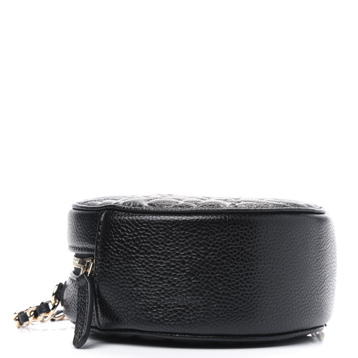 Chanel Caviar Camellia Embossed Round Clutch With Chain Black 3 of 4