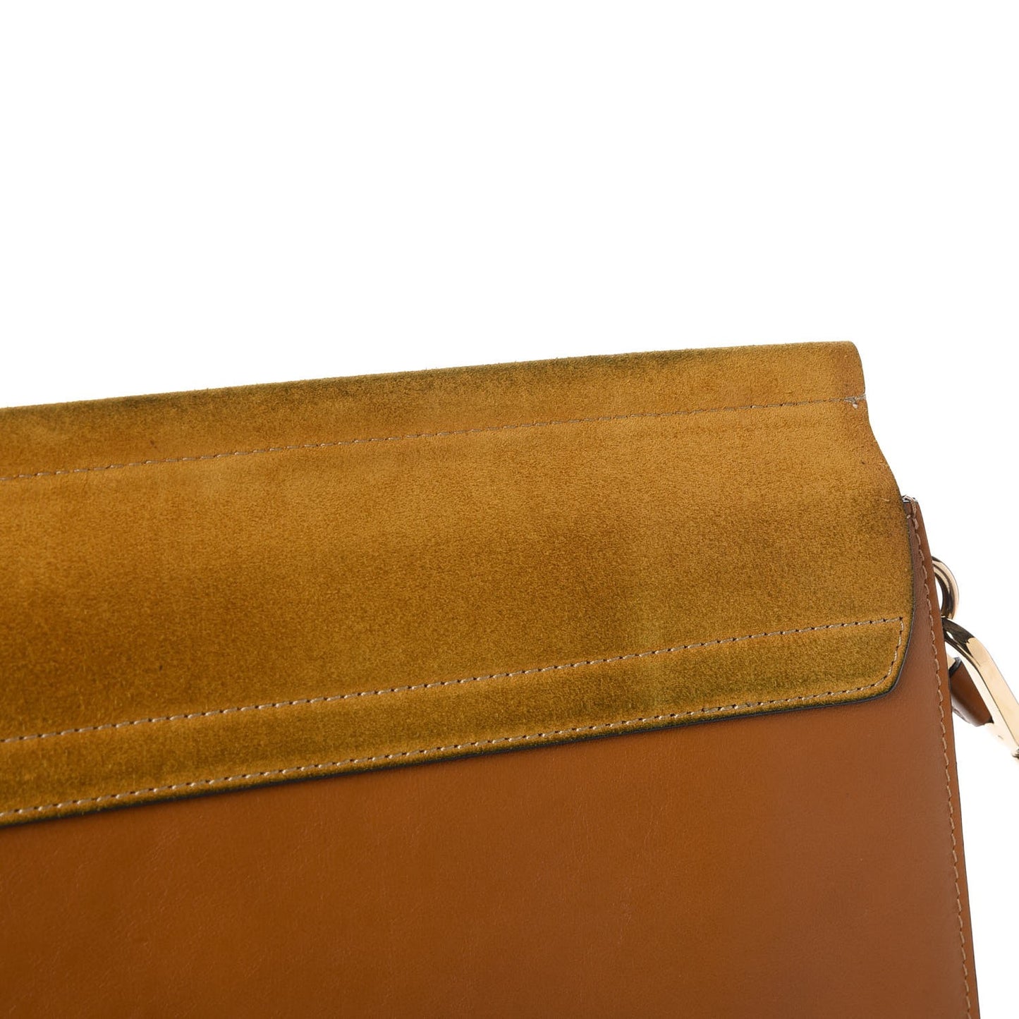 Suede Calfskin Medium Faye Shoulder Bag Mustard Brown