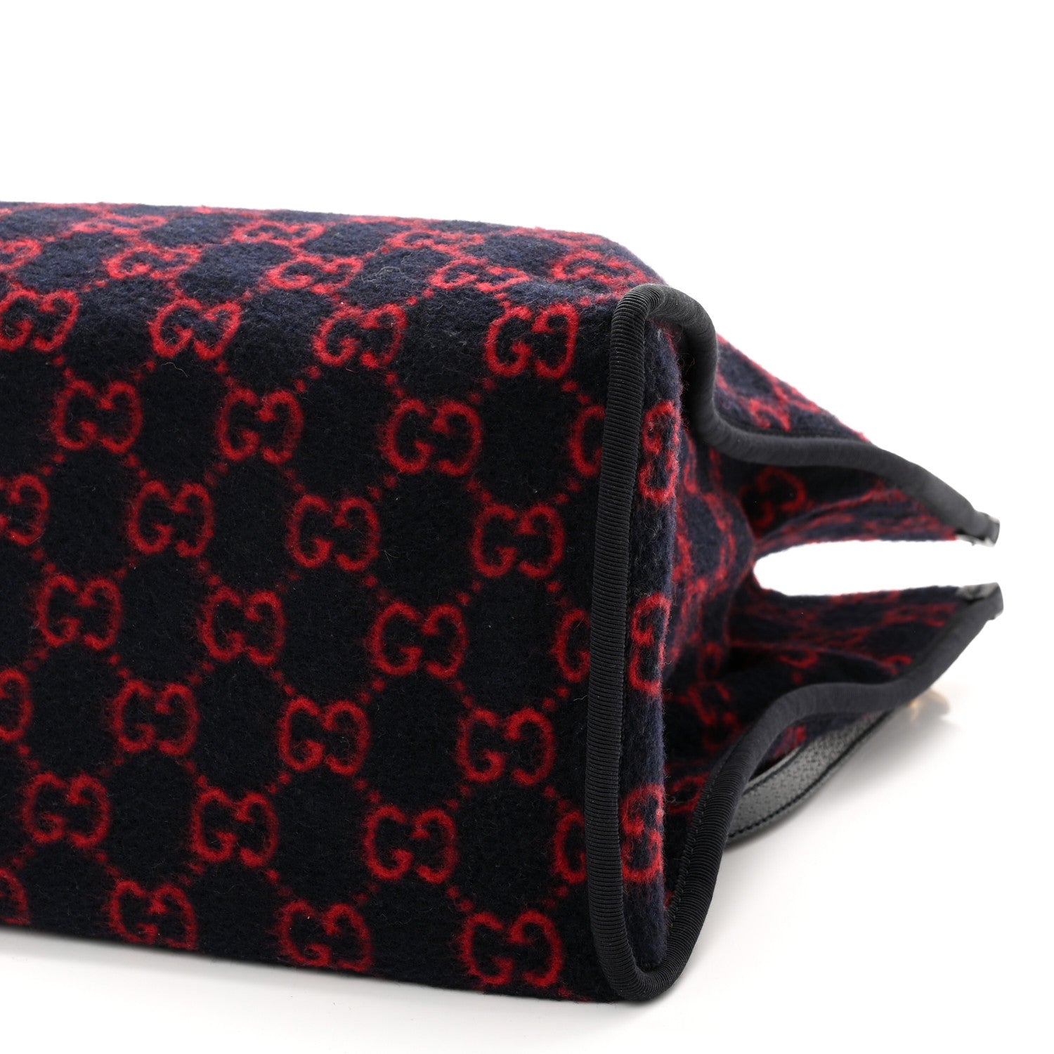 Gucci Covered Wool Textured Dollar Calfskin GG Monogram Large Tote Bag Blue Red 11 of 11