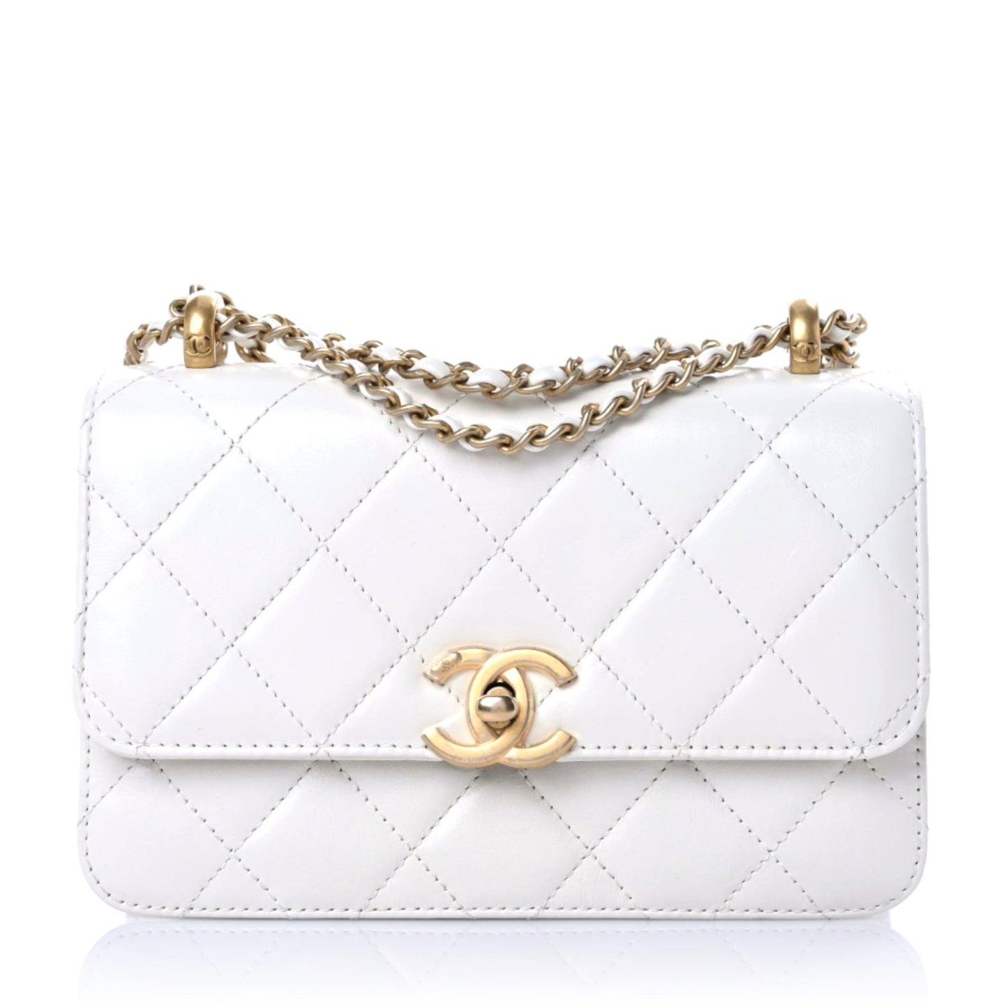 Calfskin Quilted Mini Perfect Fit Flap White