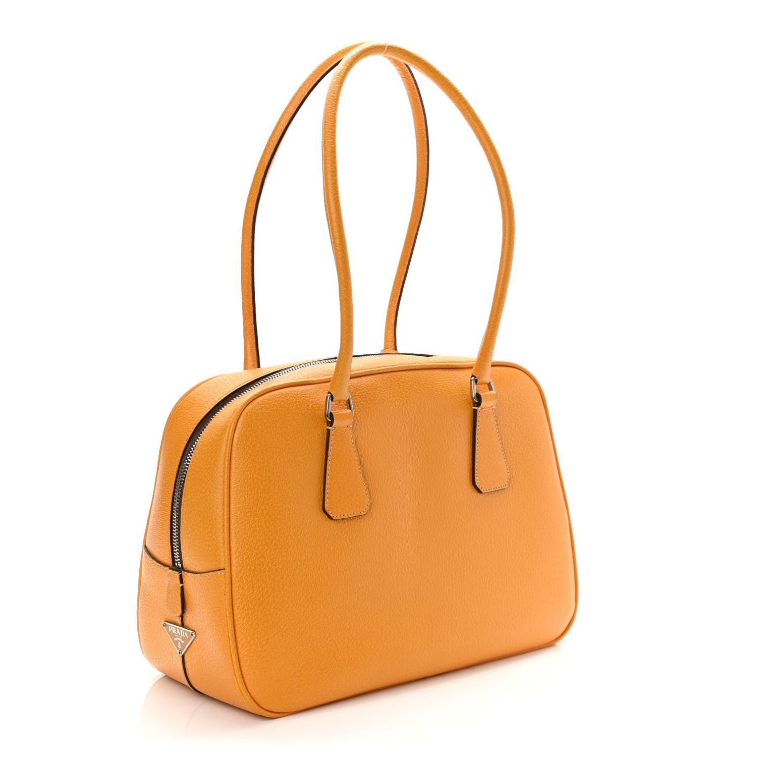 Prada Goatskin Bowling Bag Orange 3 of 10