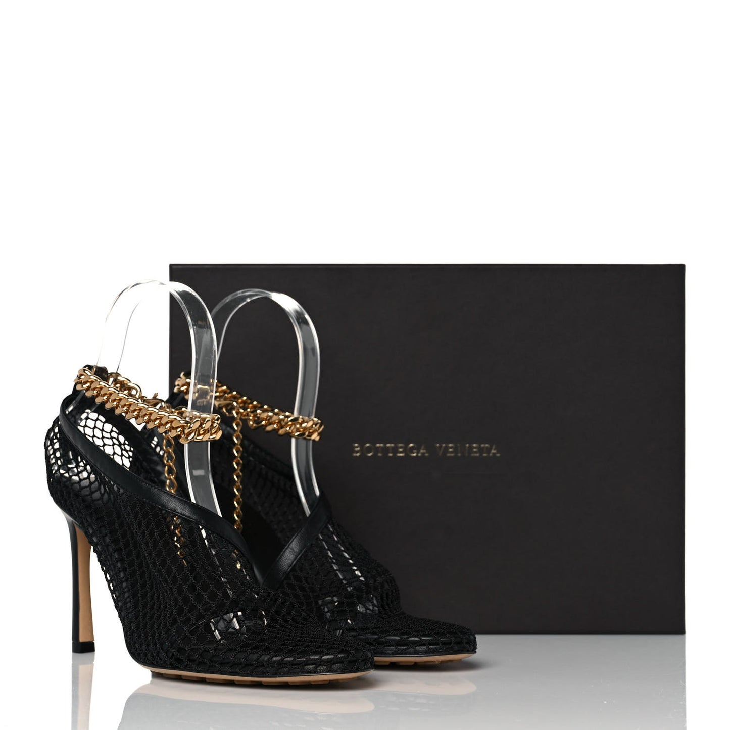 Mesh Nappa Chunky Chain Sandals 36 Black