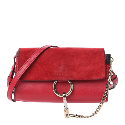 Chloe Suede Calfskin Mini Faye Shoulder Bag Tulip Red 1 of 13
